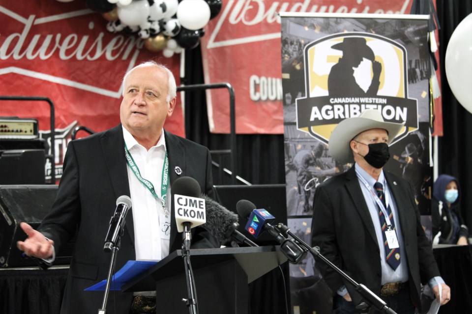 Agriculture Minister David Marit was also in attendance, to announce the province's renewal of its sponsorship agreement with Canadian Western Agribition.