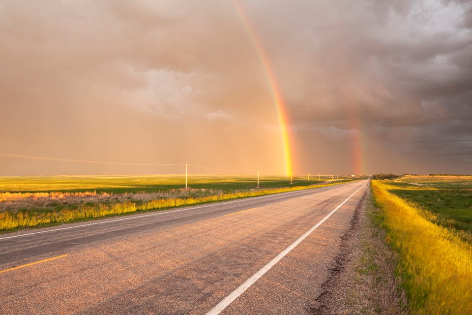 Double rainbow, Saskatchewan