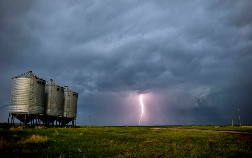 Ominous Storm Clouds Prairie Summer Rural Lightning