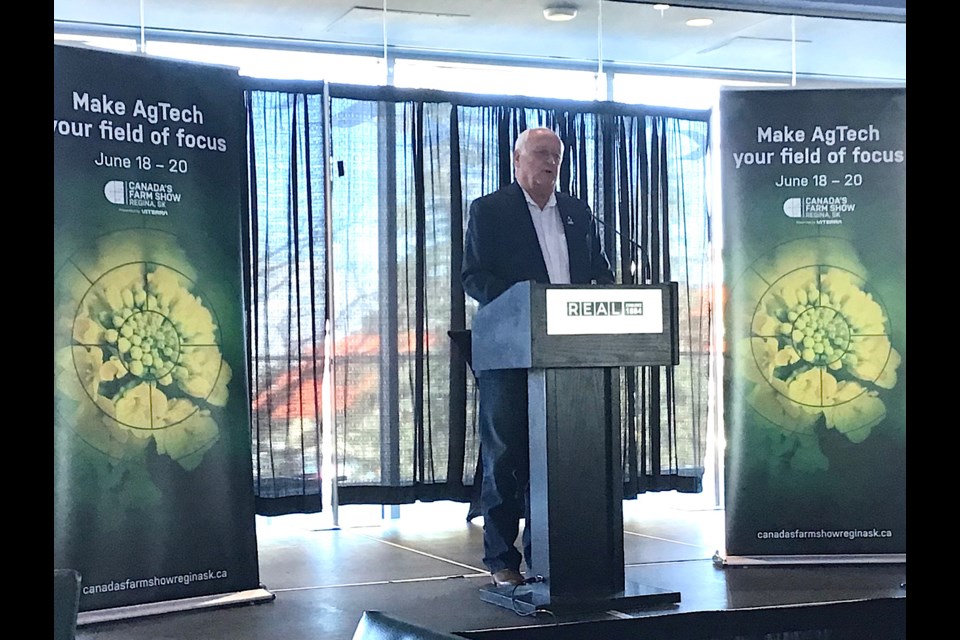 Agriculture Minister David Marit delivers remarks for the launch event for Canada’s Farm Show happening June 18-20, 2024.