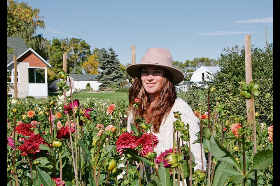 Fieldstone Farm is operated by Rachel Basaldua LePoudre on her parents' farm near Davidson, Sask. More than 200 varieties of dahlias, other flowers and an apple orchard fill two acres of the yard.