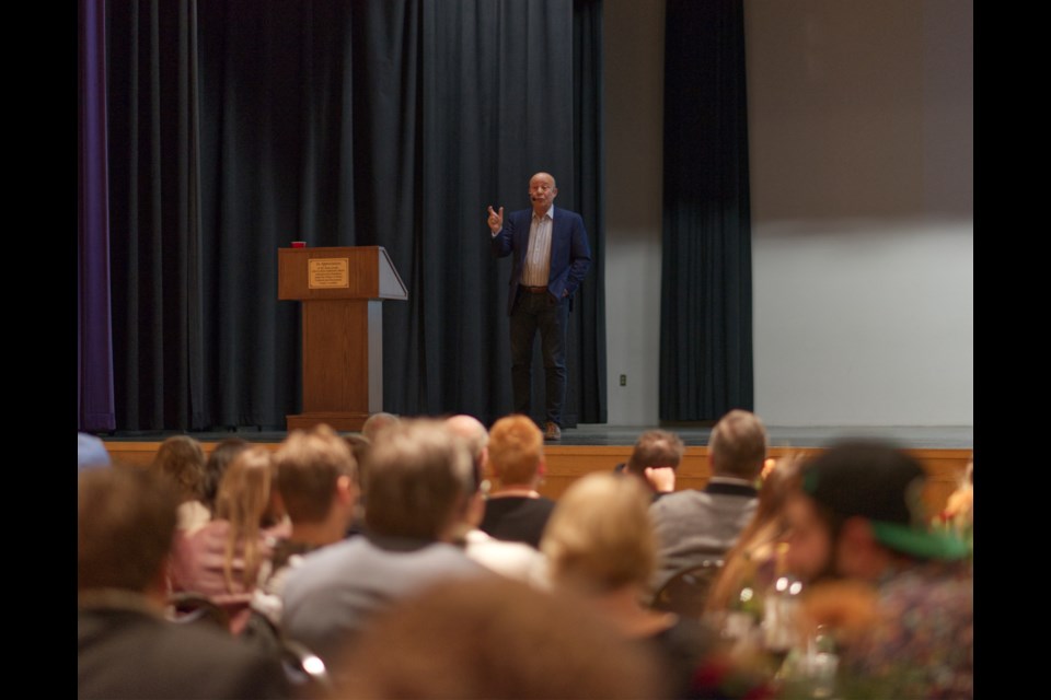 John Gormley addressed over 200 people gathered fro the Agriculture Appreciation banquet in Assiniboia on Jan. 13.