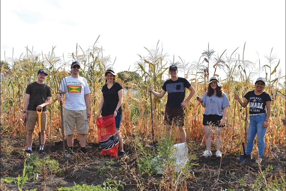 Students from the Eston College volunteered to come dig potatoes for the organization.