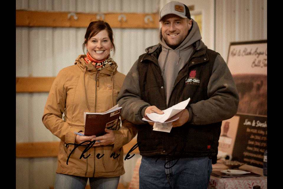 From left, Sarah and Jim Anderson from Right Cross Ranch hosted their 14th annual bull sale. 