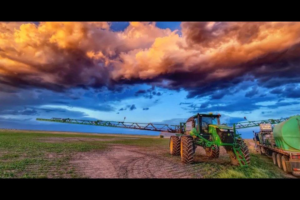 This is a photo taken on the Leguee farm by Jake's sister, Sarah, of a sprayer last June.