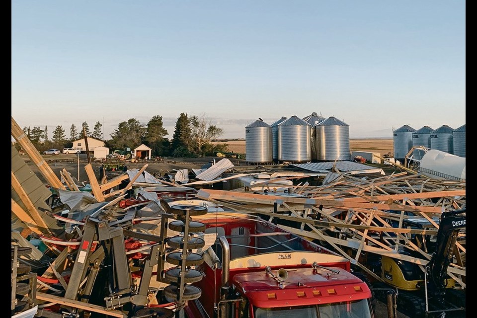 A tornado caused considerable damage on Trenton Zakaluzny’s farm near Hodgeville, Sask., last week.