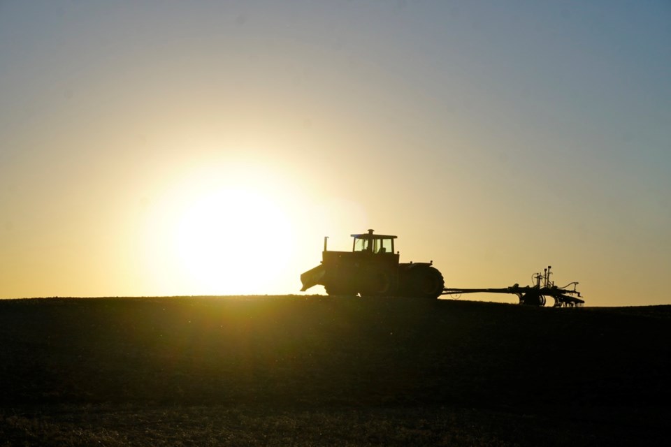 tractor sunset 