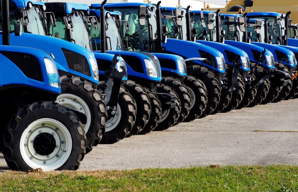 tractors in a row