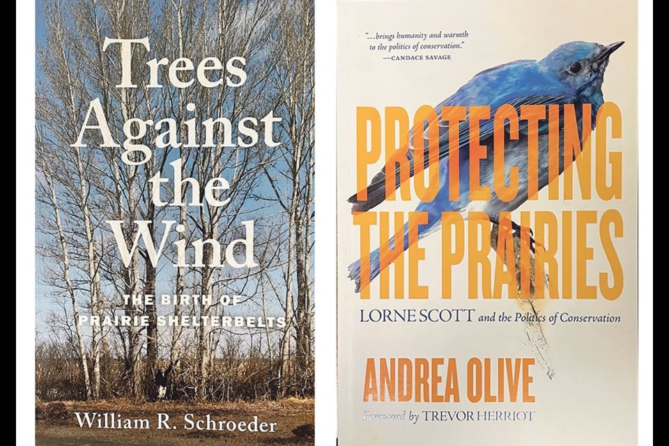 In Trees Against the Wind, Bill Schroeder explores the development of shelterbelts on the Prairies. Andrea Olive tells the story of Saskatchewan conservationist Lorne Scott in Protecting the Prairies. 
