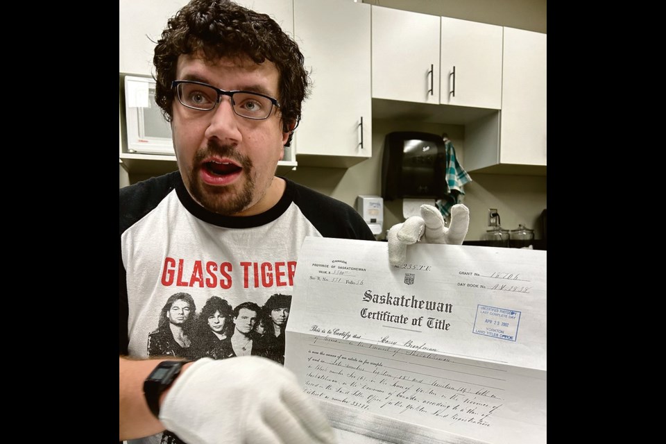 Hayden DeGrow, archivist with the City of Yorkton, ponders a land titles mystery involving the Bronfman family. 