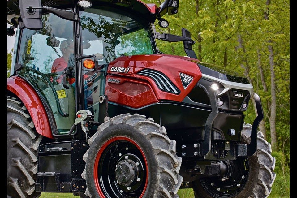 The Farmall 75C Electric uses a lithium-ion battery pack for power and should offer reduced operating costs. 