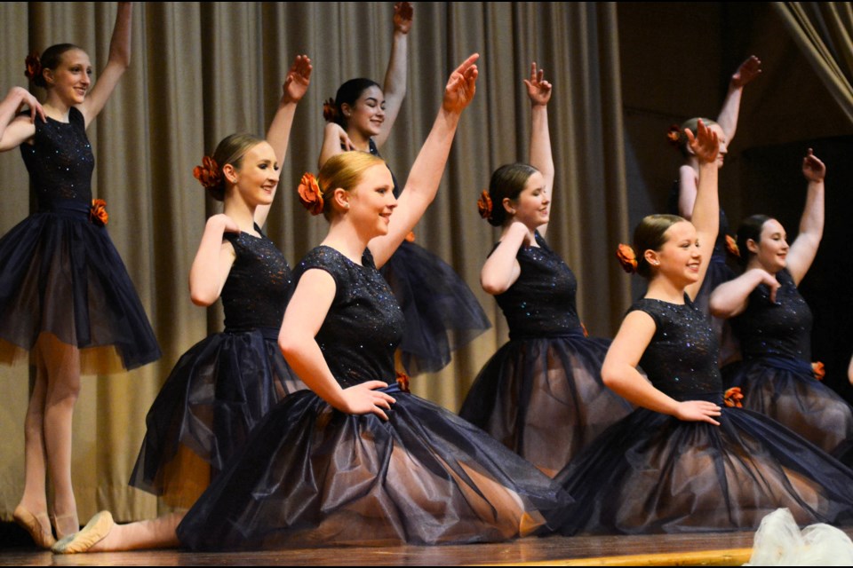 Senior ballet students in “Paquita” won the adjudicator’s choice award at the Prince Albert Dance Festival. Pictured at the Wilkie recital are, left to right: back row, Jenessa Bakken and Emma Kowalchuk; middle row, Lara Suter and Jayna Bottorff; and in front, Ava Sittler, Emily Hango and Kiri Myszczyszyn. Missing from photo: Kennadi Bretzer, Jaymie Myszczyszyn, Justis Sittler and Emmie Suchan.


