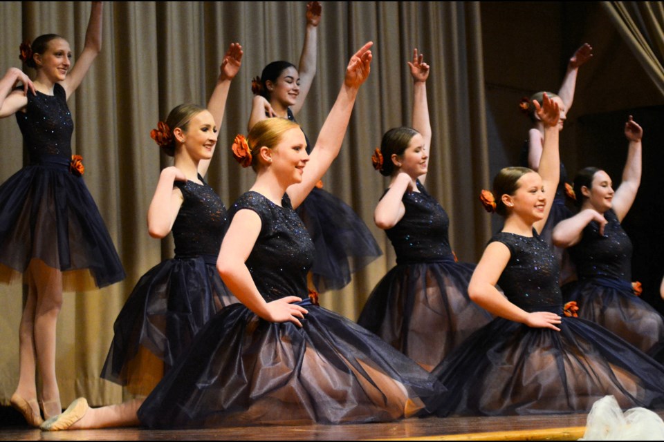 Senior ballet students in “Paquita” won the adjudicator’s choice award at the Prince Albert Dance Festival. Pictured at the Wilkie recital are, left to right: back row, Jenessa Bakken and Emma Kowalchuk; middle row, Lara Suter and Jayna Bottorff; and in front, Ava Sittler, Emily Hango and Kiri Myszczyszyn. Missing from photo: Kennadi Bretzer, Jaymie Myszczyszyn, Justis Sittler and Emmie Suchan.

