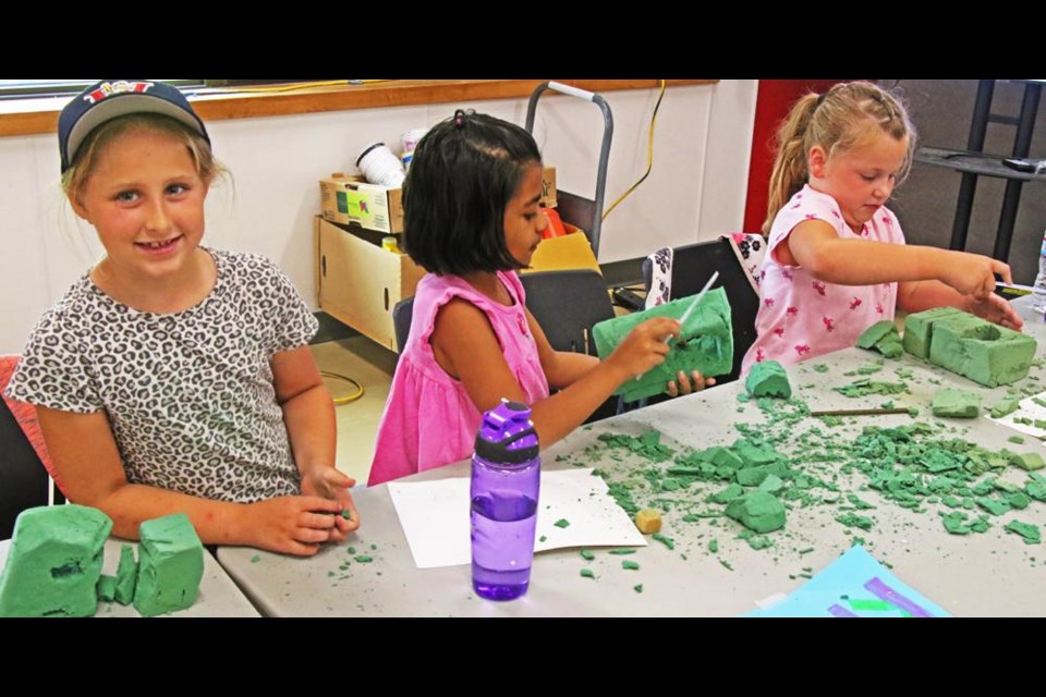 Paige, Krisha and Rayya worked on making a sculpture in the style of Henry Moore on Wednesday afternoon.