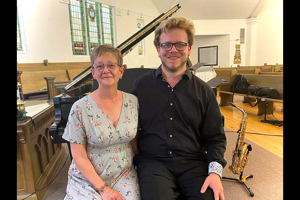 Cole Knutson alongside his mother Theresa following the first of four concerts in North Battleford this month.