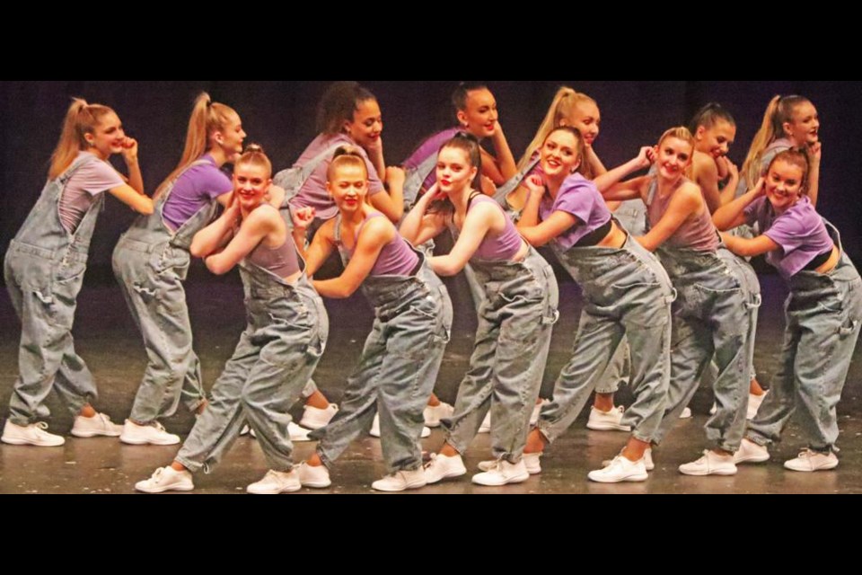 The senior hip hop group performed to the song "Y2K" as the opening number for the dance recital on Saturday.