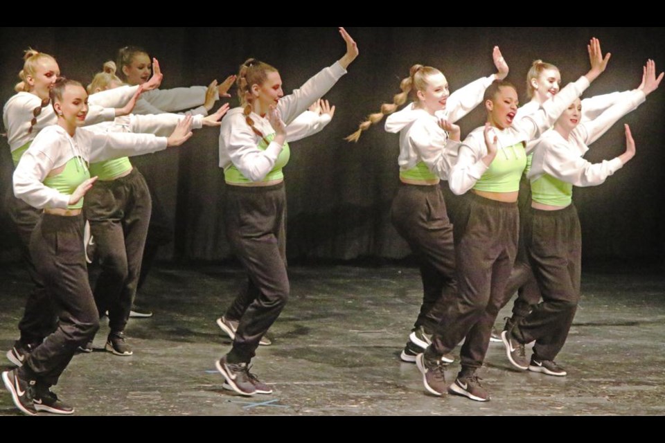 The senior hip hop group performed the dance "I Feel Good" to open the recital at the Cugnet Centre