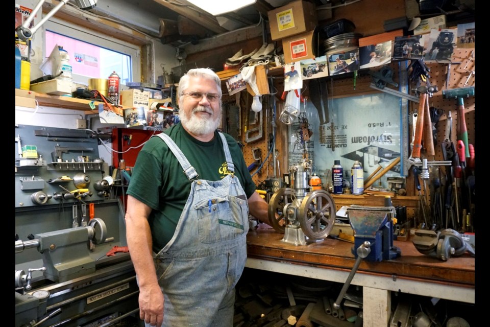 Kelly Tytlandsvik, who organizes the Estevan Model Engineering Show, was preparing his engines for display. 