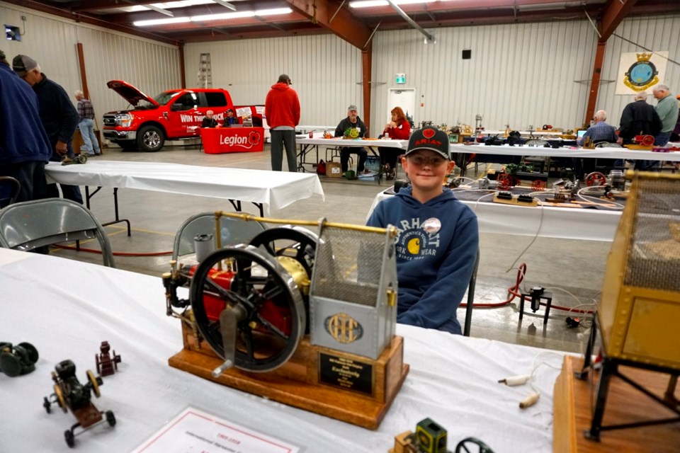 IHC Famous horizontal gas engine 1/4 scale was built exclusively for one of the two youngest participants of the Estevan Model Engineering Show Wyatt Abey by Clif Roemmich.    
