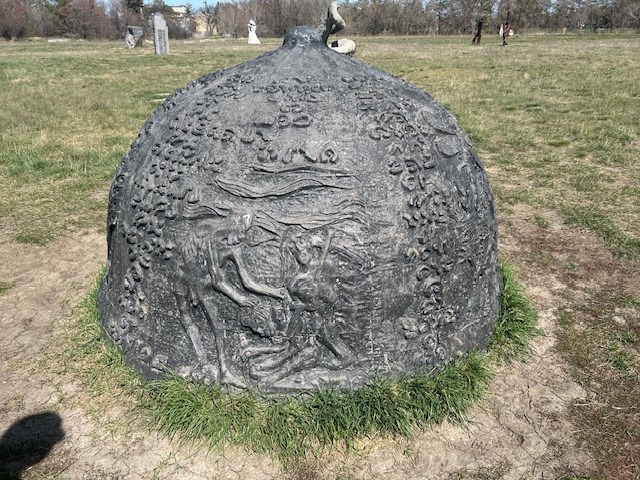 A curious creation with seemingly many stories encompassed in this piece is part of the U of S Sculpture Garden that was part of the Jane's Walk experience in Saskatoon May 2.