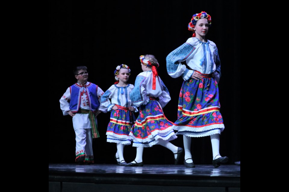 A small mixed group of dancers perform a Transcarpathian number.