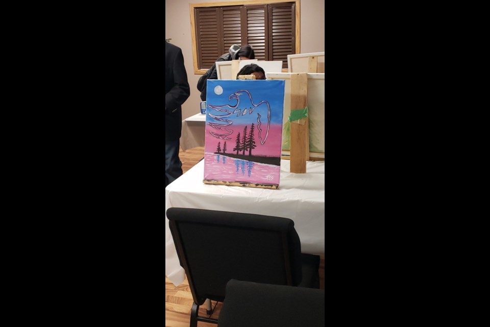 Using acrylic paint on canvas, those participating in the Cote Health Paint Night each put their own creative spin on an Indigenous inspired design.
