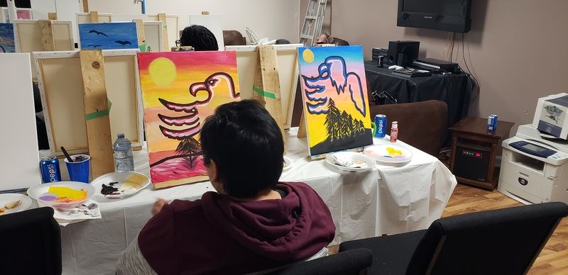 Upon arriving at Paint Night, each participant was supplied with a canvas, brushes, and an assortment of acrylic paints. 