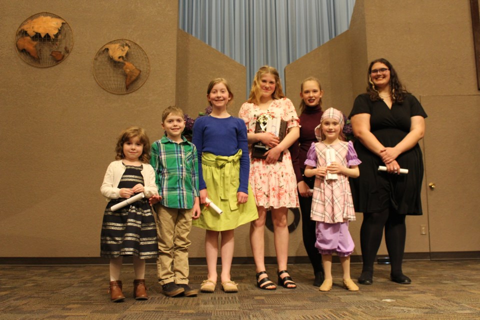 From left are: Elise Hanstock, Ian Hanstock, Amelia Hanstock, Kady Kuntz, Hannah Rhodes, Nora Wilson and Amanda Blohm.