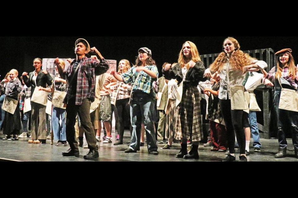 The newspaper sellers, or "newsies", get ready to hit the streets of New York, in this scene from "Newsies Jr.", to be staged by WCS Gr. 7-9 students on Nov. 21-23.