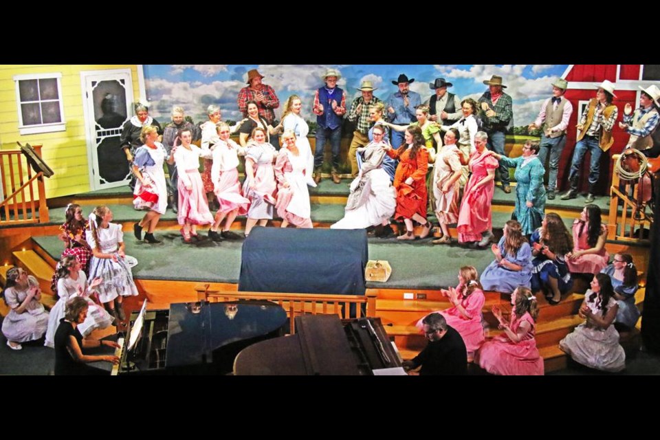 Different groups of the chorus did special dances, in the big production part of Oklahoma.