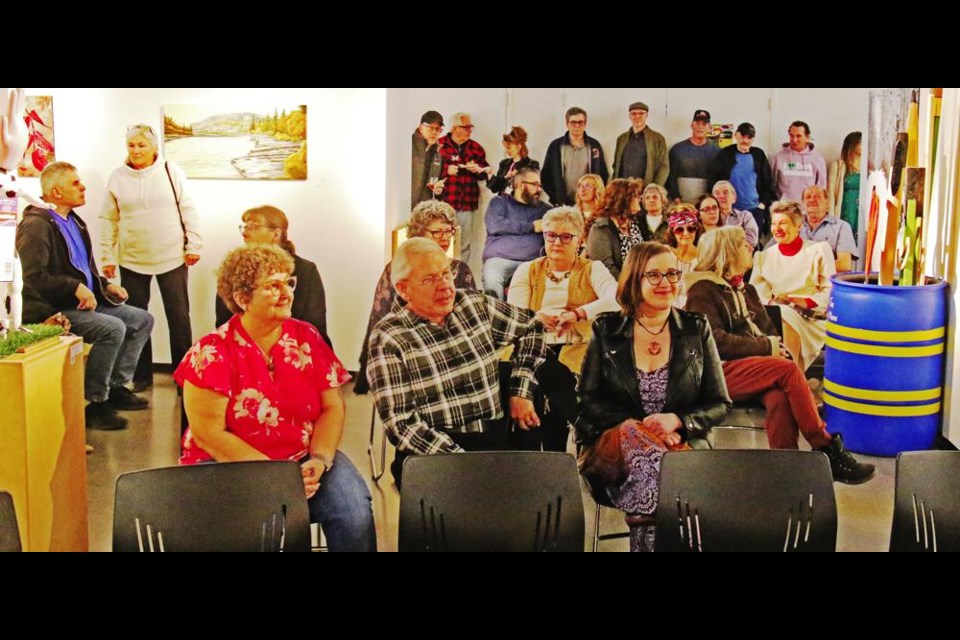 The Weyburn Art Gallery was crowded to hear the winners of the James Weir People's Choice competition on Friday evening.