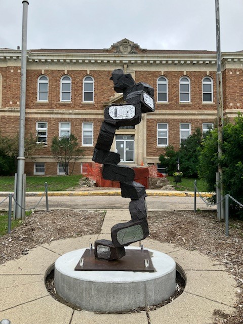 Wes Leonard's sculpture was unveiled during the events at the Kerrobert Courthouse June 23.