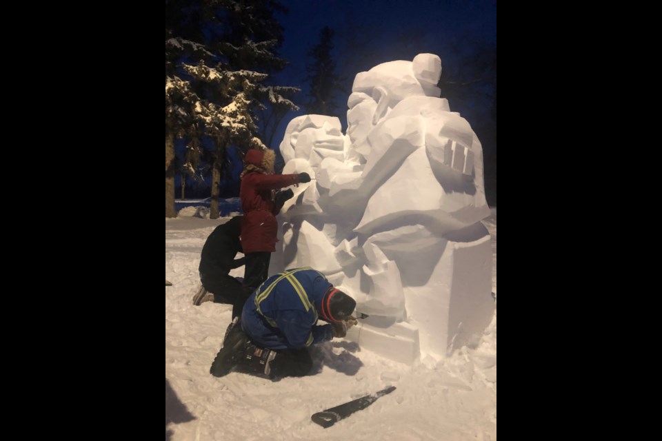 Built next to the skating path at Patrick Park to show appreciation for the ice loop located there.