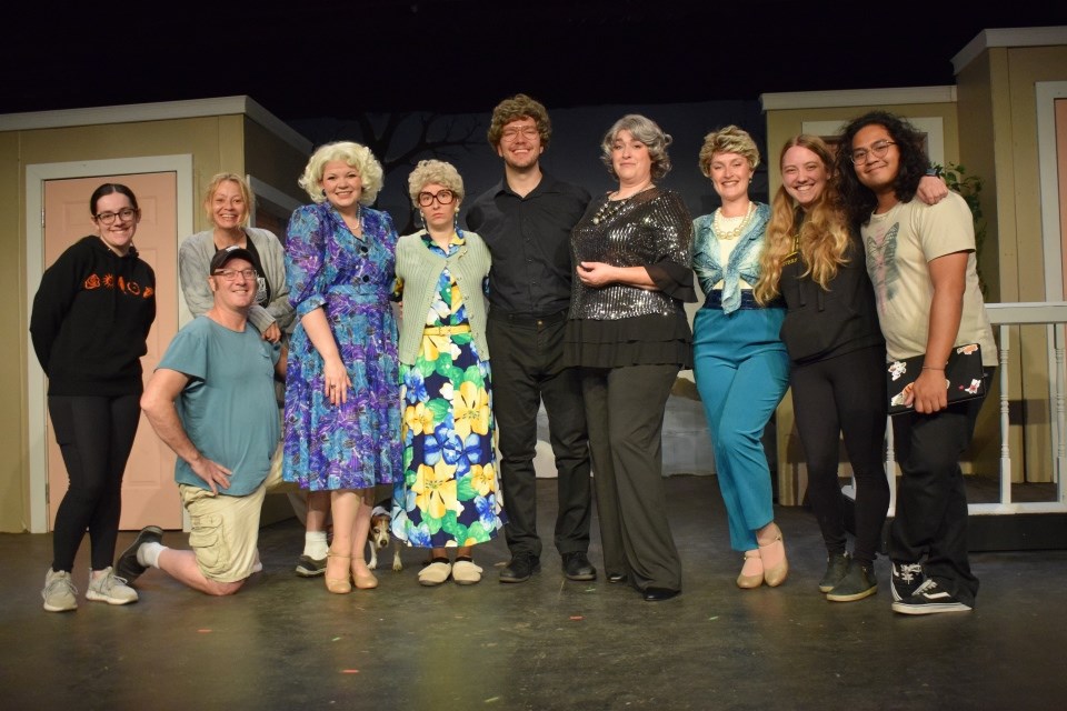 The cast and crew of Golden Gals Vacation gather for a group photo. 