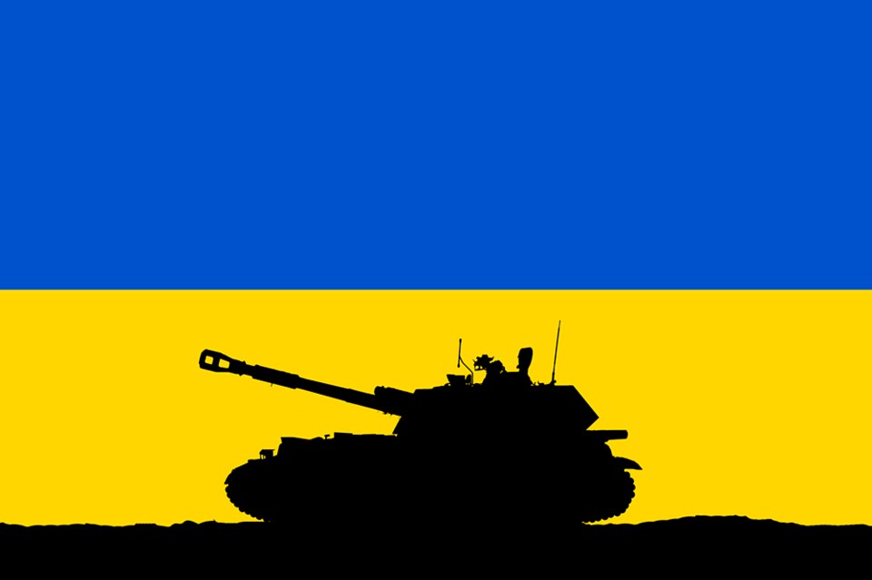 russia ukraine flag tank