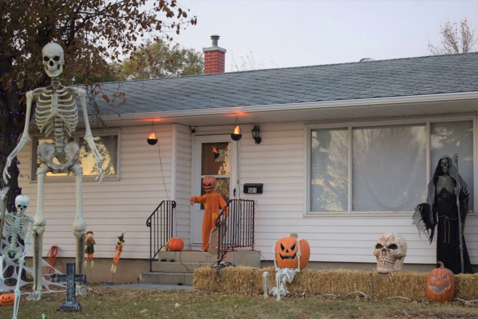 A well-decorated house at the 500-block of George Street in Estevan.