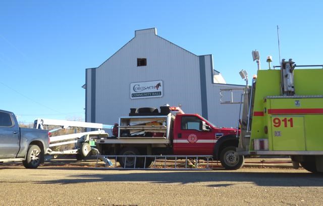 Smoke was observed emanating from the Coronach Community Hall and emergency responders arrived on the scene