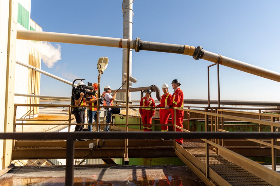 Compass Minerals Unity location being filmed as part of a Citytv series, Flat Out Food.  Luseland native Adrian Halter is the producer of the show.