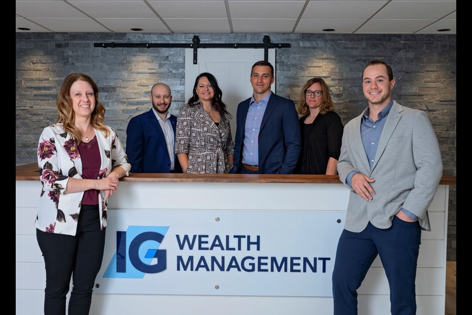 The IG Wealth Management Estevan team, from left, associate Twyla Hanson, division director Daniel Betnar, associate Jodine Holmgren, certified financial planner Chris Hammett, executive assistant Andrea Wilson and financial consultant Jarrett Daoust.