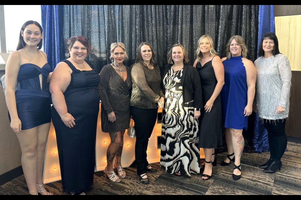 JS Truckmart employee Emma Morhart, co-owner Christa Morhart, friend Cara Kuchinka, employees Pamela Gedak, Andrea Rittaler, Choe Curtis and Kaylah Turner, and spouse of JS employee Jennifer Kuchinka at the awards banquet. Photos courtesy of Christa Morhart