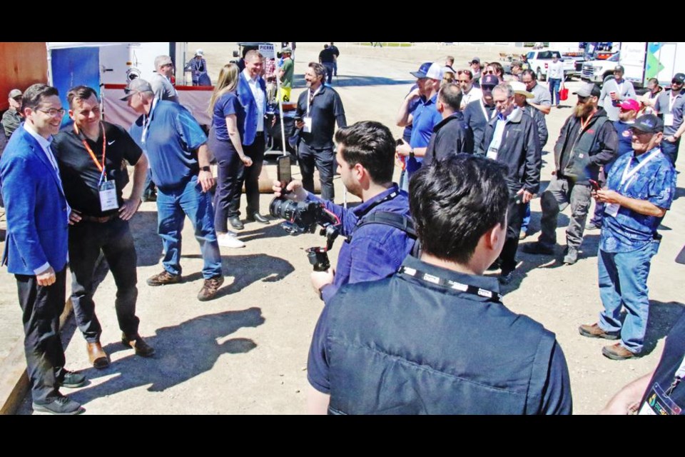 Archive: A long line of people wanted to meet Pierre Poilievre, a candidate for the leadership of the Conservative Party of Canada, while he was visiting the Saskatchewan Oil and Gas show.