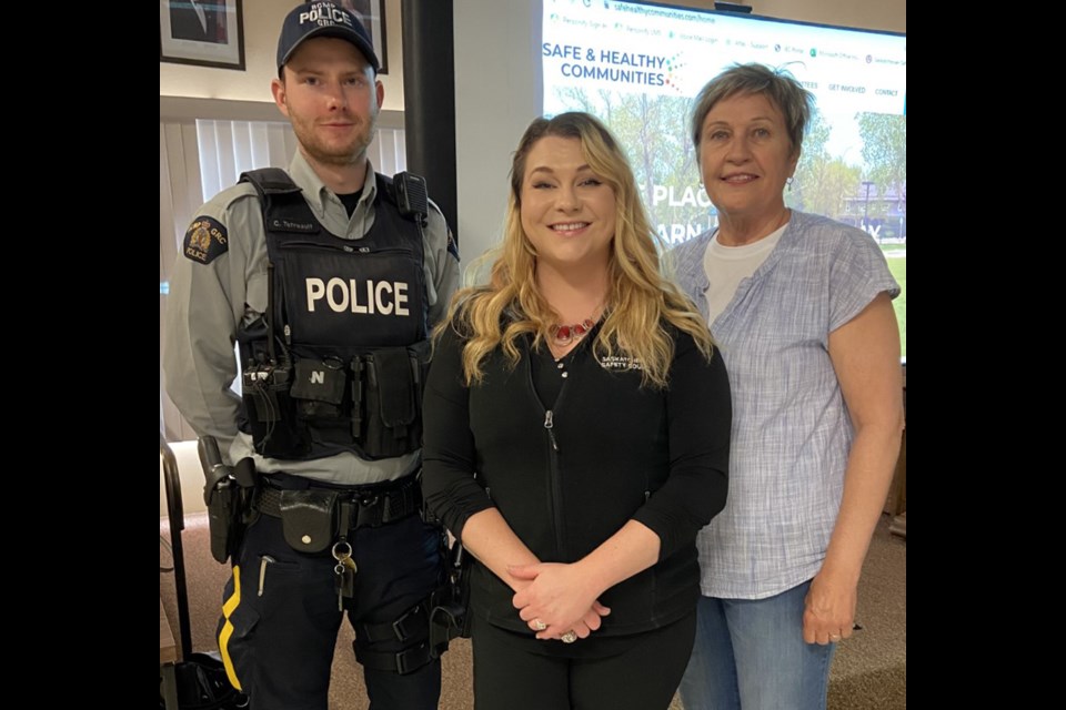 Colin Tetreault, RCMP Assiniboia; Amanda Wood (Regina)  Sask. Safety Council; and Barbara Compton (Assiniboia) Safe and Healthy Communities. 