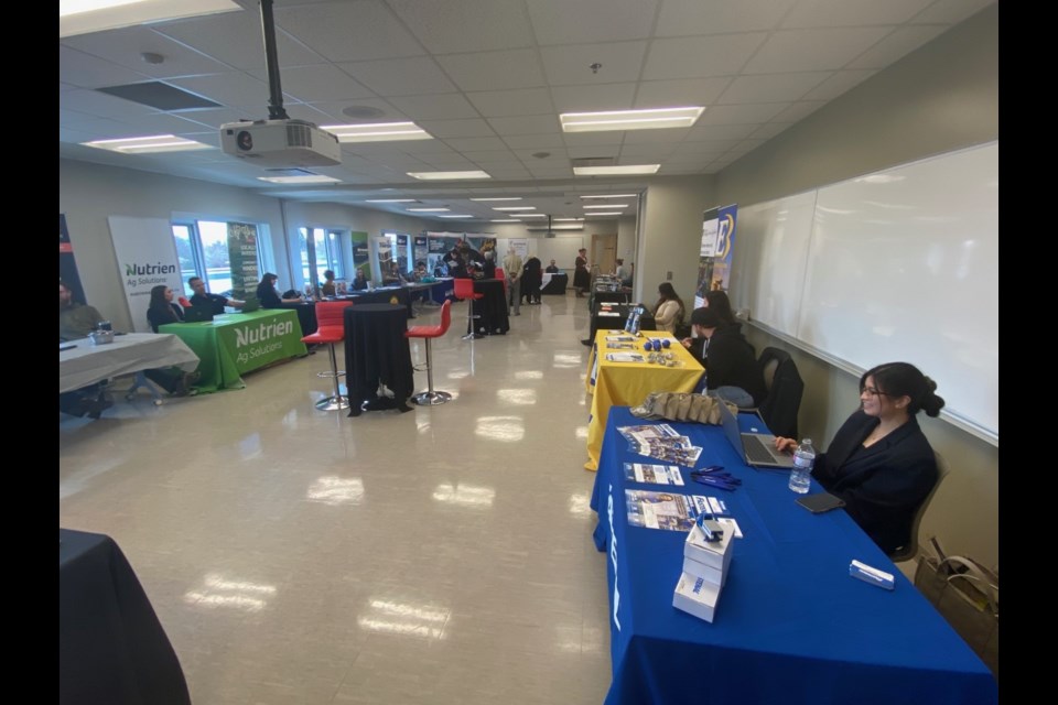Many recruitment booths are on display at the Career Fair