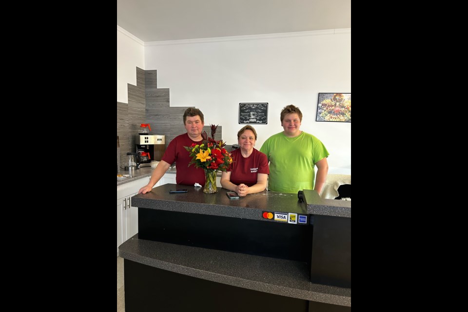 Alex, Alena and Kevin Krets at their new business - Teremok Bakery in Bienfait. 