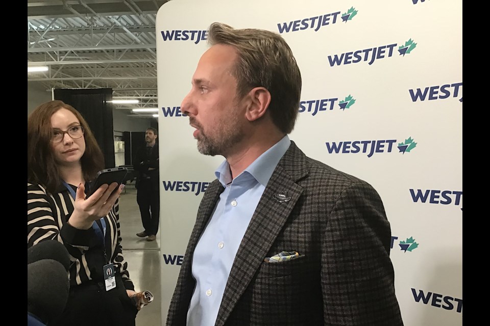 Chris Lane, CEO Economic Development Regina reacts to announcement of new direct WestJet route from Regina to Minneapolis-St.Paul.