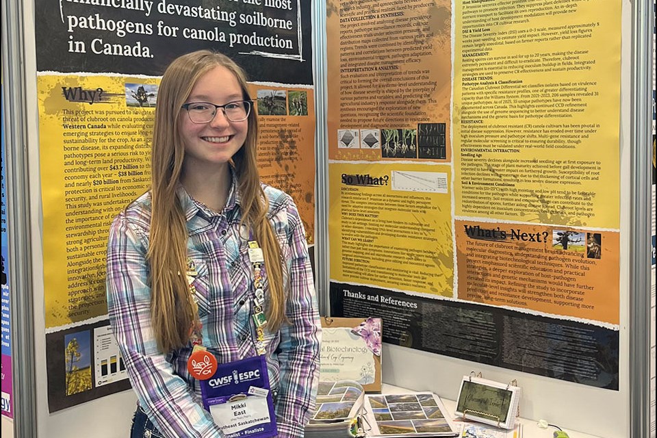 Mikki East of Alameda participated in the Canada-wide science fair in Fredericton, N.B. with her project on how club root affects canola. 