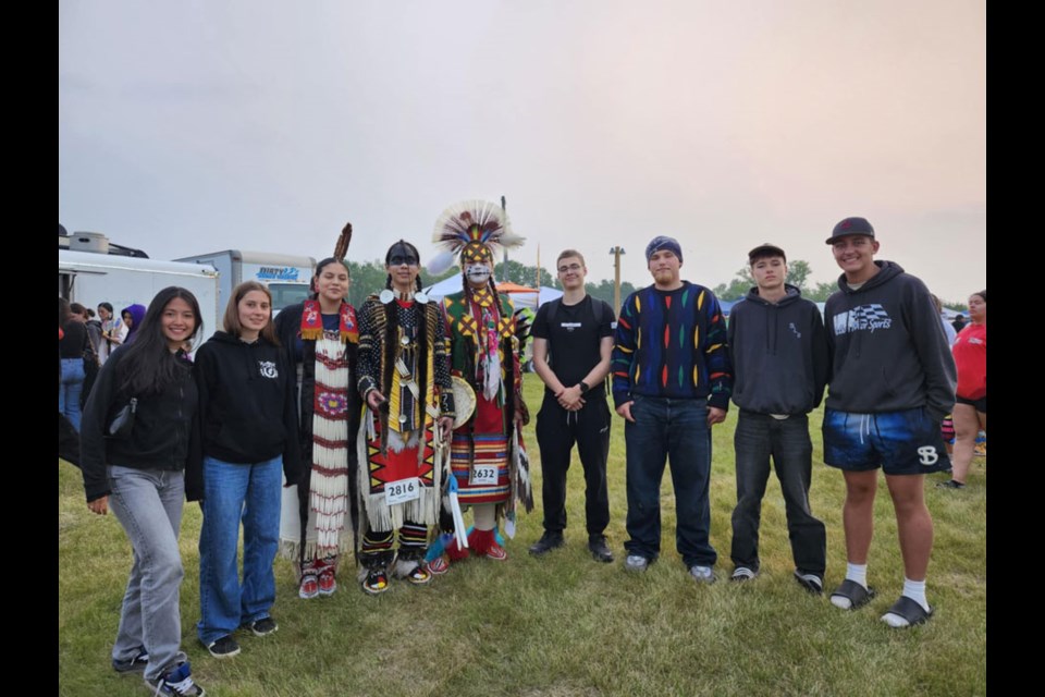 International students from France, Finland, Brazil, Germany and the United States travelled for several hours from Lloydminster to White Bear First Nation to see a powwow. 