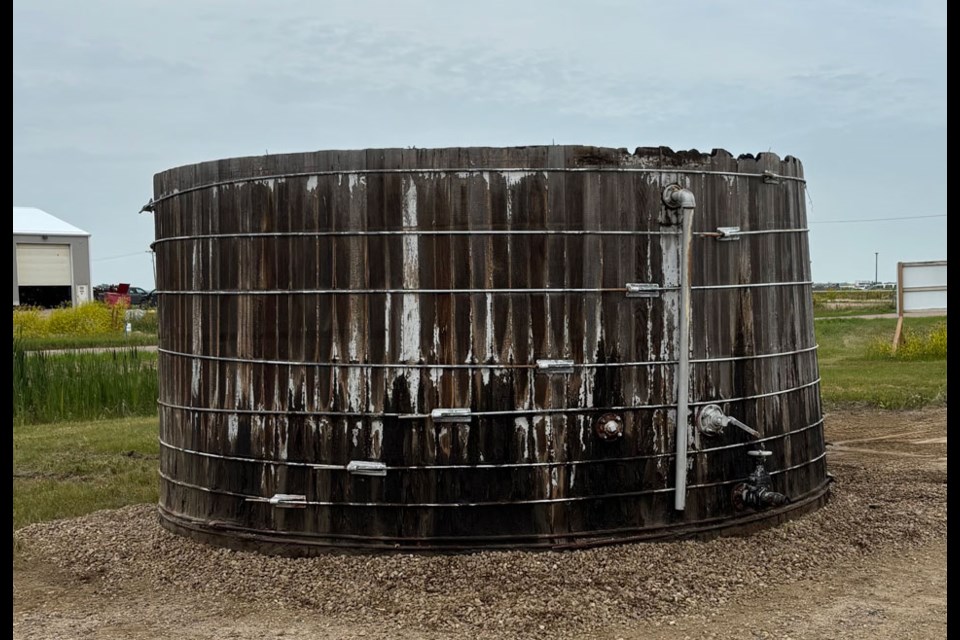 This rare redwood water tank has not been used since the early years of 2000 and was constructed in the 1950s by BS&B. Its new home will be at Woodland Development Corp. in Carlyle. 