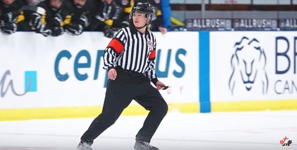 Cianna Lieffers is the first female to referee at the Centennial Cup. 