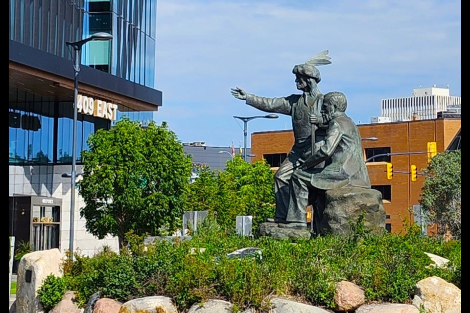 Chief Whitecap and John Lake are commemorated in a monument depicting Saskatoon's founding figures on the roundabout by the Victoria Bridge. 